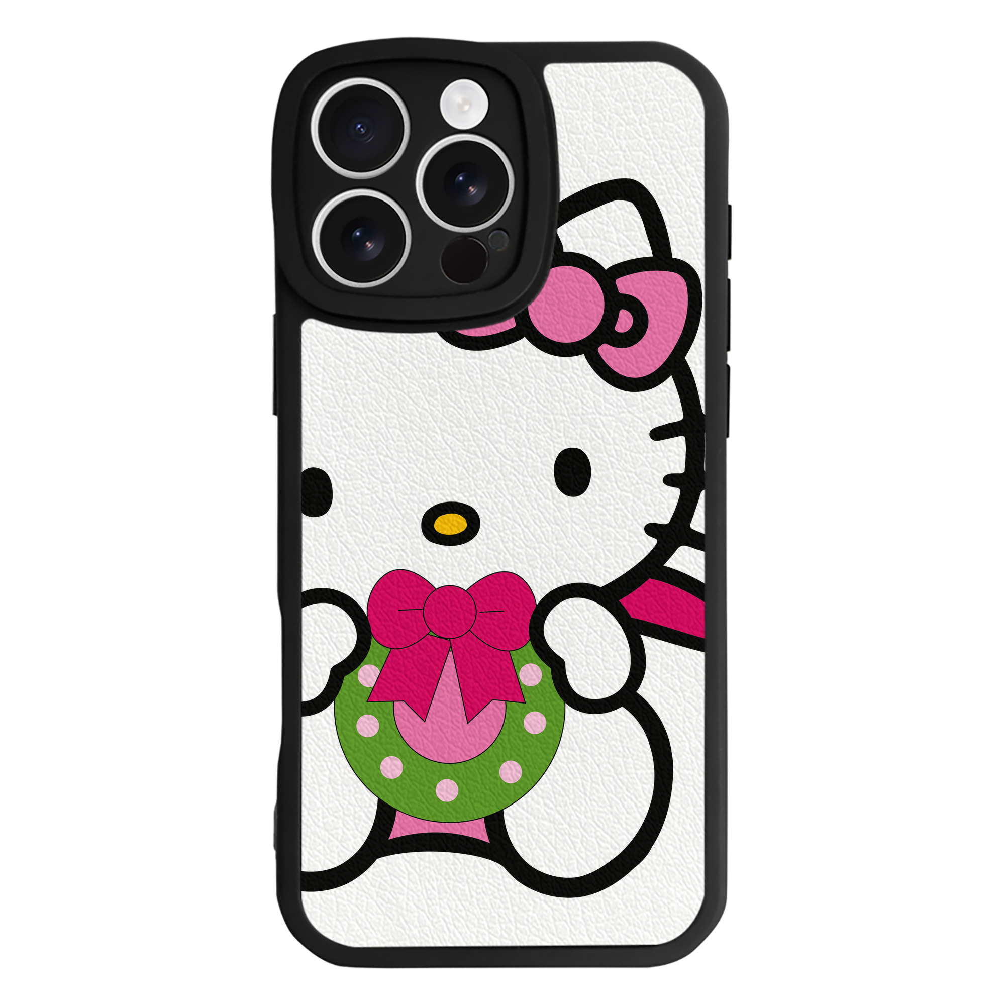 （画像用） Hello Kitty ハローキティ 【iPhone 16シリーズ対応】シリコンスマホケース（レザー調） 材質：シリコン